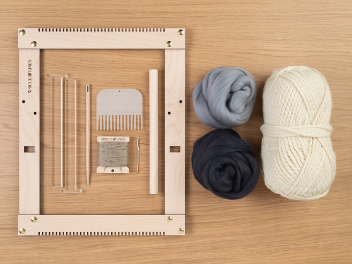 Beginner's Weaving Kit - Natural, Blue-Grey, Graphite