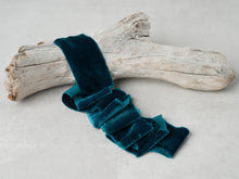 Load image into Gallery viewer, Teal Silk Velvet Ribbon
