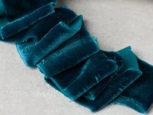 Load image into Gallery viewer, Teal Silk Velvet Ribbon