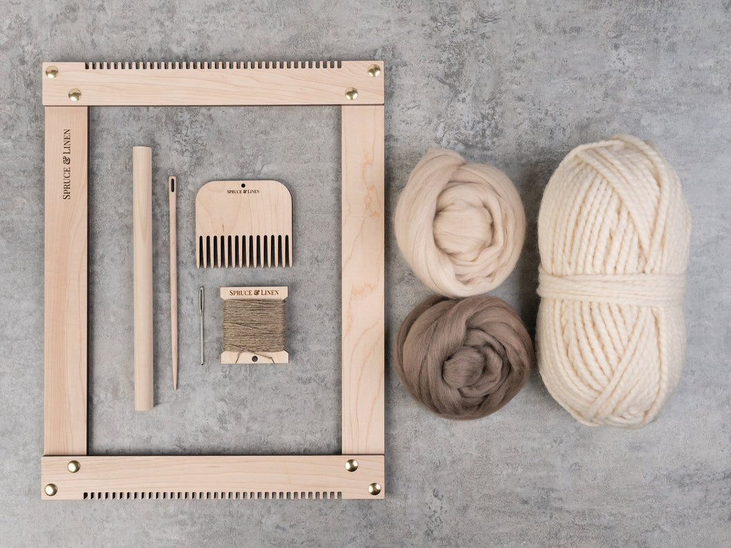 Beginners Weaving Kit in Off White, Beige & Light Brown